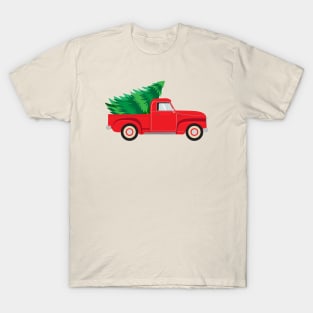 Christmas tree in a red truck T-Shirt